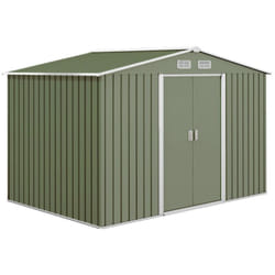 Outsunny - Abri de jardin - remise pour outils - cabanon double porte coulissante - fondation incluse - dim. 277L x 191l x 192H cm - tôle d'acier