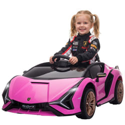 Voiture électrique enfant - véhicule électrique - HOMCOM - Lamborghini sian 12 V télécommande sons LED - PP - rose