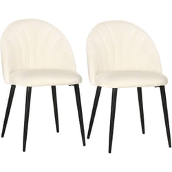 Lot de 2 chaises velours crème pieds métal noir dim. 52L x 54l x 79H cm