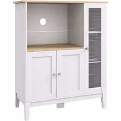 Ce splendide buffet blanc avec plateaux aspect chêne clair apportera une ambiance classique cosy très chaleureuse à l'espace  ...