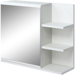 Kleankin - Armoire miroir de salle de bain avec étagère - 3 étagères latérales - kit installation murale fourni - panneaux particules blanc