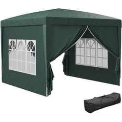 Outsunny - Tonnelle barnum pop-up pliant dim. 3L x 3l x 2,58H m 2 fenêtres sac transport acier Oxford vert