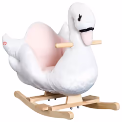 Cheval à bascule - HOMCOM - Modèle cygne - Fonction musicale - Assise enveloppante - Cale-pieds - Blanc rose