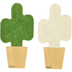 Lot de 2 griffoirs grattoirs murals design cactus dim. 30L x 60H cm jute naturelle écru verte aspect bois clair