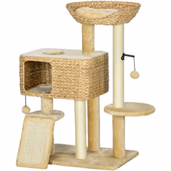 Description générale Ce superbe arbre à chat au style cosy chic, alliant des revêtements en résine tressée, sisal naturel et ...