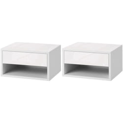 Homcom - Lot de 2 chevets tables de nuit murales - tiroir coulissant, niche, plateau - dim. 37L x 32l x 21H cm - panneaux blanc