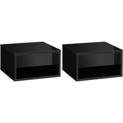 Homcom - Lot de 2 chevets tables de nuit murales - tiroir coulissant, niche, plateau - dim. 37L x 32l x 21H cm - panneaux noir