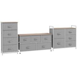 Commodes en tissu - HOMCOM - Tissu - 100x30x54cm - Gris