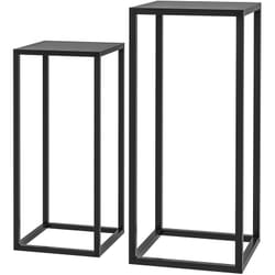 Outsunny - Support pots de fleurs 2 pièces - lot de 2 étagères à fleurs - portes plantes - acier époxy noir