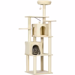 Ce superbe arbre à chat cosy revêtement peluche beige apportera une touche d'originalité et d'élégance supplémentaire à votre ...