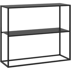 Console table d'appoint style contemporain avec étagère - dim. 90L x 30l x 75H cm - acier noir