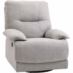 Fauteuil de relaxation grand confort pivotant 360° dossier inclinable repose-pied ajustable tissu gris clair