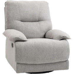 Fauteuil de relaxation grand confort pivotant 360° dossier inclinable repose-pied ajustable tissu gris clair