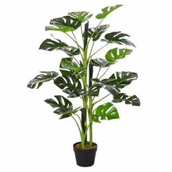 Arbre artificiel plante artificielle Monstera H. 100 cm tronc branches lichen feuilles de tortue grand réalisme pot inclus