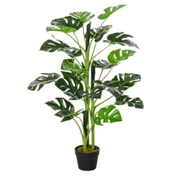 Arbre artificiel plante artificielle Monstera H. 100 cm tronc branches lichen feuilles de tortue grand réalisme pot inclus