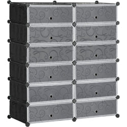 Homcom - Meuble de rangement - meuble à chaussures modulable 12 casiers avec portes et étagères - dim. 94L x 37l x 108H cm - pp noir blanc