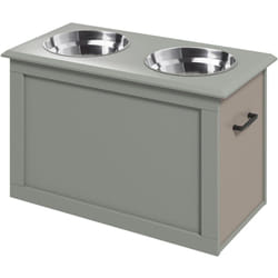 Gamelle double chien chat Porte-gamelles surélevé dim. 60L x 30l x 41H cm 2 gamelles poignées coffre MDF gris