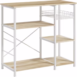 Cette superbe étagère de cuisine bicolore aspect chêne clair et blanc ajoutera une touche moderne supplémentaire à votre inté ...