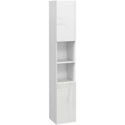 Kleankin - Meuble colonne rangement salle de bain style contemporain façade laquée 2 portes étagères 2 niches blanc