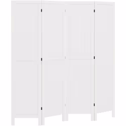 Succombez au charme rustique chic de ce superbe paravent intérieur 4 panneaux en bois de paulownia blanc. Les panneaux avec r ...