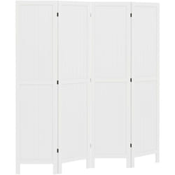 Homcom - Paravent intérieur 4 panneaux style rustique chic - séparateur de pièce avec rainures verticales - bois de paulownia blanc