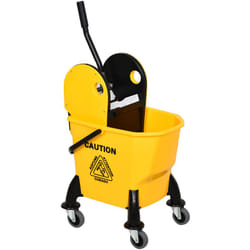 Homcom - Chariot de nettoyage lavage seau de ménage 26L avec essoreur - 4 roulettes, poignées - métal pp jaune noir