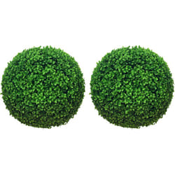 Homcom - Lot de 2 buis artificiels topiaires artificielles en forme de boule ø 40 cm pe vert