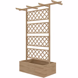Ce joli carré potager avec treillis/pergola robuste en bois de sapin pré-huilé vous permettra de profiter d'un généreux espac ...