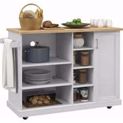 Cette superbe desserte de cuisine îlot peut s'intégrer dans divers styles de décorations. Multi-rangement, équipée de 7 niche ...