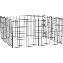 Pawhut - Parc enclos modulable pour chien animaux porte verrouillable 8 panneaux dim. panneau 61L x 61H cm métal noir