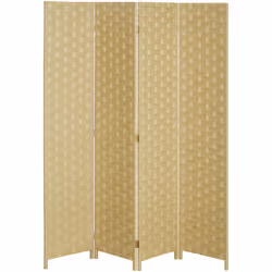 Succombez au charme de ce superbe paravent intérieur 4 panneaux en bois de pin et fibres de papier tressé naturel. Les motifs ...