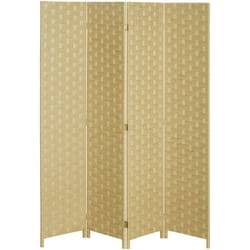 Homcom - Paravent intérieur 4 panneaux pliables séparateur de pièce bois de pin fibres de papier tressé naturel