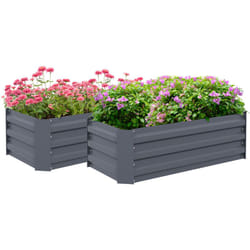 Outsunny - Lot de 2 carrés potager de jardin dim. 100L x 50l x 30H cm tôle d'acier ondulée gris