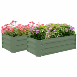 Ce joli lot de 2 carrés potagers robustes en tôle d'acier ondulée vous permettra de profiter d'un généreux espace de plantati ...