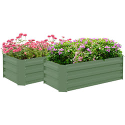 Outsunny - Lot de 2 carrés potager de jardin dim. 100L x 50l x 30H cm tôle d'acier ondulée vert