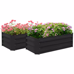 Ce joli lot de 2 carrés potagers robustes en tôle d'acier ondulée vous permettra de profiter d'un généreux espace de plantati ...