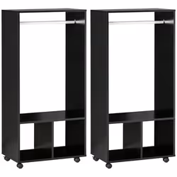 Lot de 2 portants à vêtements - HOMCOM - Bois - 60x40x128cm - Noir