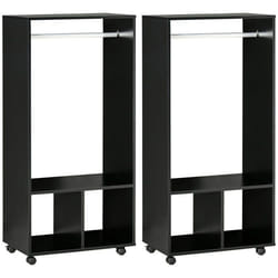 Lot de 2 portants à vêtements - HOMCOM - Bois - 60x40x128cm - Noir