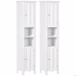 Meuble colonne de salle de bain - kleankin - MDF - 35x30x158.5cm - Blanc