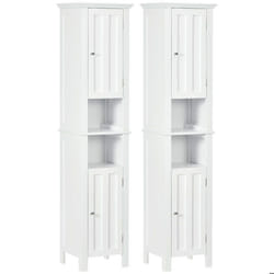 Meuble colonne de salle de bain - kleankin - MDF - 35x30x158.5cm - Blanc