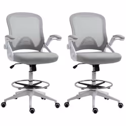 Lot de 2 fauteuils de bureau - Vinsetto - Tissu en maille - 64x60x126cm - Gris