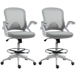Lot de 2 fauteuils de bureau - Vinsetto - Tissu en maille - 64x60x126cm - Gris