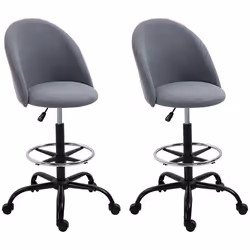 Lot de 2 chaises de bureau - Vinsetto - Tissu de lin - 48x60x125cm - Gris