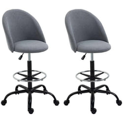 Lot de 2 chaises de bureau - Vinsetto - Tissu de lin - 48x60x125cm - Gris