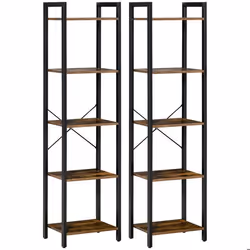 Étagère de rangement - HOMCOM - Panneaux de particules - 40x30x154cm - Brun Rustique