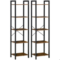 Étagère de rangement - HOMCOM - Panneaux de particules - 40x30x154cm - Brun Rustique