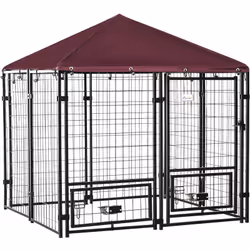 Description générale Ce chenil PawHut d'extérieur en acier pour chiens ou autres animaux permet à votre animal de profiter d' ...