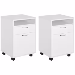 Lot de 2 caissons de bureau - HOMCOM - Bois - 40x35x60cm - Blanc