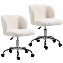 Lot de 2 chaises de bureau - HOMCOM - Polyester - 57x58x83cm - Blanc