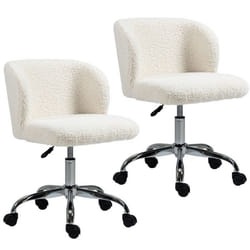 Lot de 2 chaises de bureau - HOMCOM - Polyester - 57x58x83cm - Blanc